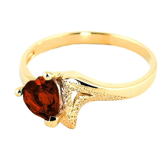 Galaxy Gold 14k Solid Gold Ring with Natural Heart-shaped Garnet - Size 9.5
