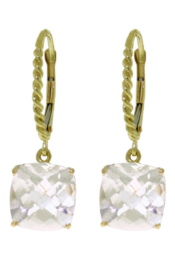 14K Solid Gold Natural Topaz Leverback Earrings for Women - Yellow Gold Fine Jewelry