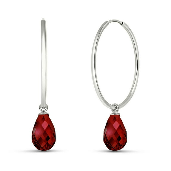 Galaxy Gold 14K White Gold 4.50 CTW Natural Garnet Hoop Earrings - January Birthstone - Energy & Devotion - Fine Jewelry for Women