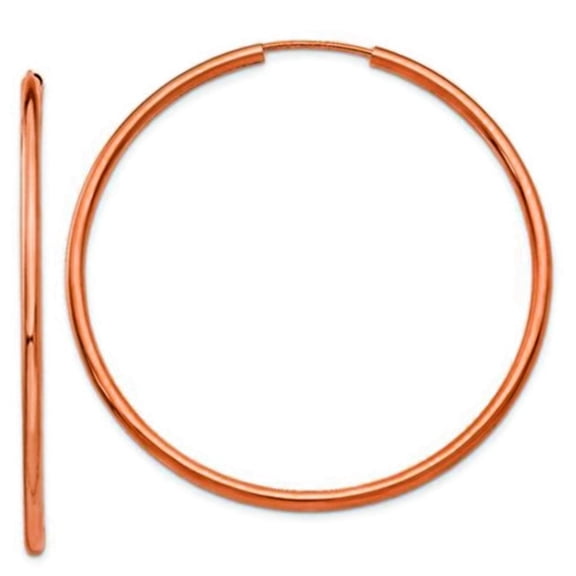 Galaxy Gold 14k Solid Rose Gold Endless Loop Hoop Timeless Earrings 2 mm Gauge / Thickness Available in Multiple Diameters - Segment Septum Lip Nose Round Hoop Tragus Helix Cartilage (0.60)
