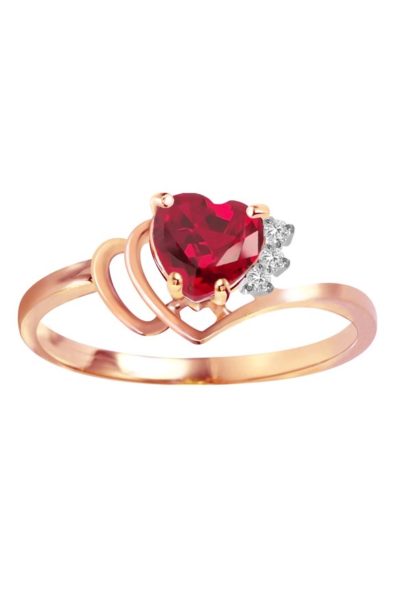 14k Solid Rose Gold Angel's Heart - Heart Shaped 1.02 ct Ruby & Diamond Ring (7)
