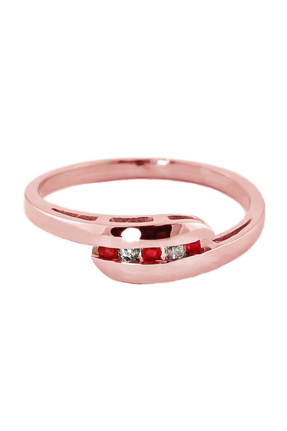 14k Solid Rose Gold Channel Set Ring 0.25 ct Ruby Diamond - Size 9.5