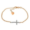 thumbnail image 1 of Galaxy Gold 14k Solid Rose Gold Cross Design 6.5-7.5 inch Bracelet with 0.18 Carat Natural Diamond, 1 of 3