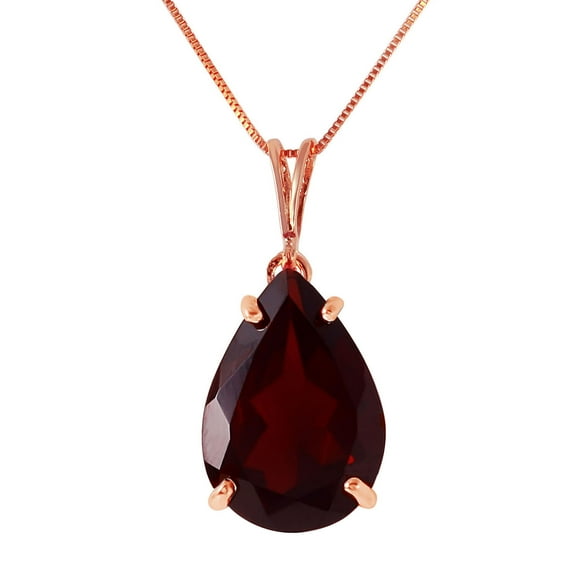 Galaxy Gold 14K Solid Rose Gold 16" Necklace with 5 Carat Natural Garnet, 14"-24" Sizes, January Birthstone, Symbol of Passion