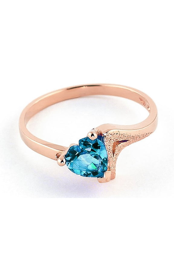 14K Rose Gold Natural Heart-Shaped Blue Topaz Heart Ring - December Birthstone - Communication & Serenity - Sizes 5.5 to 11 - Fine Jewelry for Women