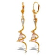 thumbnail image 1 of Galaxy Gold 14K Solid Gold Natural Diamond & Pink Topaz Drop Earrings for Women - Rose Gold Fine Jewelry, 1 of 2
