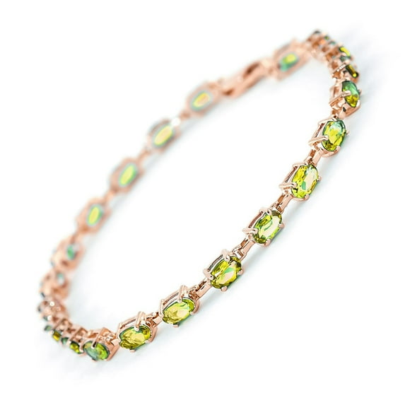 Galaxy Gold 14k Solid Rose Gold Tennis Bracelet with Peridots