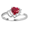 thumbnail image 1 of Galaxy Gold 14k Solid White Gold Angel's Heart - Heart Shaped 1.02 ct Ruby & Diamond Ring (7), 1 of 2