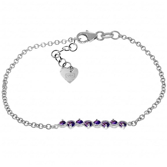 Galaxy Gold 14k Solid White Gold Bracelet with 1.55 Carat Natural Amethyst