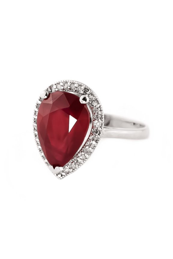 14k Solid White Gold Halo Ring 5.51 ct Ruby Diamond Ring (10)