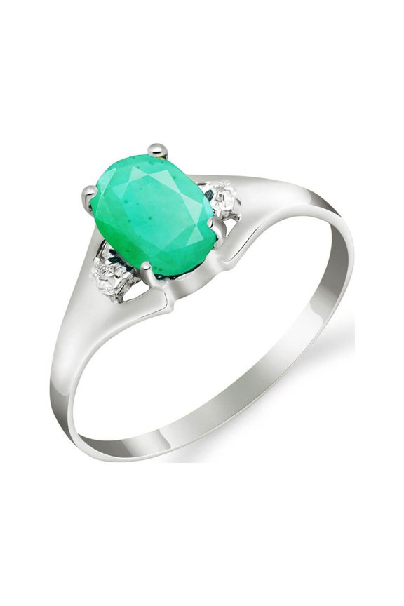 14k Solid White Gold Ring 1.26 Carat Emerald Diamond Ring (10)