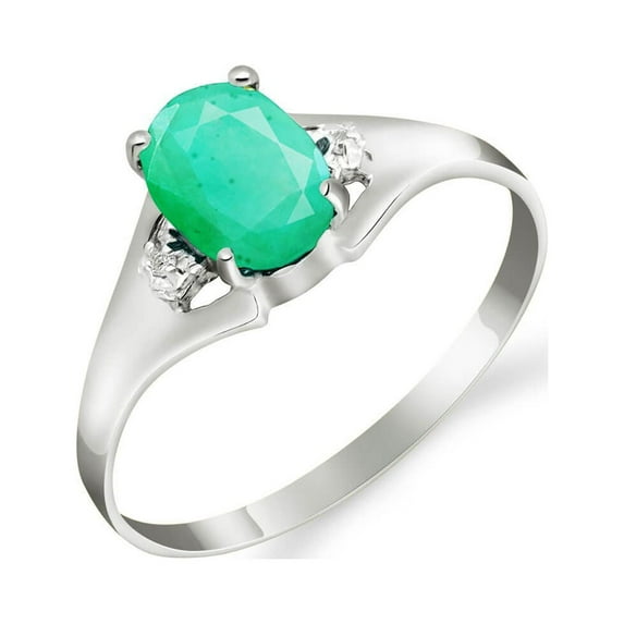 Galaxy Gold 14k Solid White Gold Ring 1.26 Carat Emerald Diamond Ring (6.5)