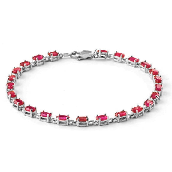 Galaxy Gold 14k Solid White Gold Tennis Bracelet 8 ct (CTW) Red Ruby -3556W (7)