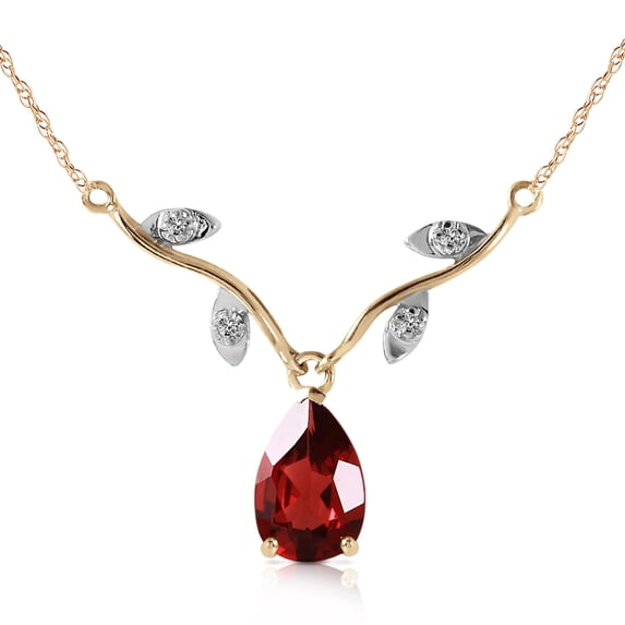 Galaxy Gold 14K Yellow Gold Natural Diamonds and Garnet Pendant Necklace - January Birthstone - Passion & Protection - 16" to 24" - Fine Jewelry for Women