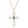 thumbnail image 1 of Galaxy Gold 14K Rose Gold Tanzanite Cross Pendant Necklace - December Birthstone - Communication & Serenity - 16" to 24" - Fine Jewelry for Women, 1 of 1