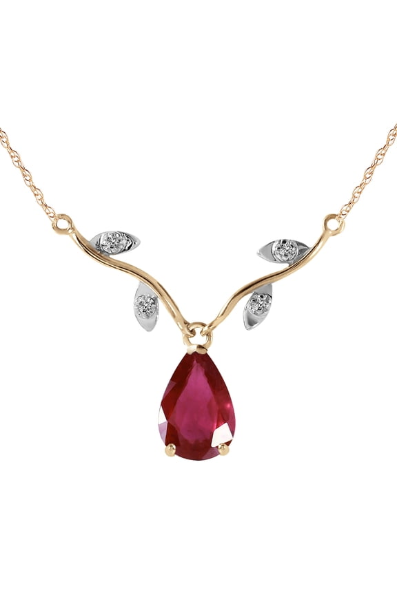 14k Solid Yellow Gold 1.72 ct Ruby Diamond Pendant Necklace (14)