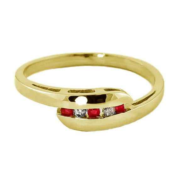 Galaxy Gold 14k Solid Yellow Gold Channel Set Ring 0.25 ct Ruby Diamond - Size 6.5