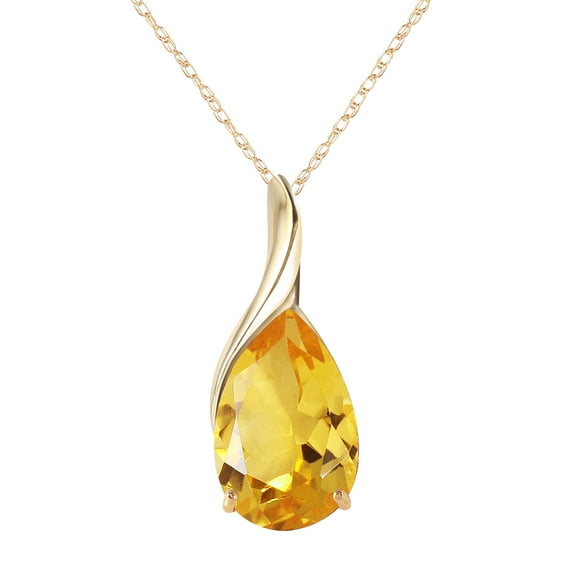 Galaxy Gold GG 14K Yellow Gold 5 Carat Citrine Pendant Necklace - November Birthstone - Warmth & Prosperity - 16" to 24" - Fine Jewelry for Women