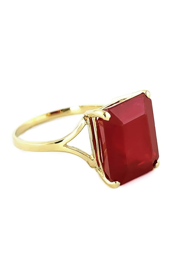 14k Solid Yellow Gold Ring 7.5 ct Octagon Ruby - Size 7.5