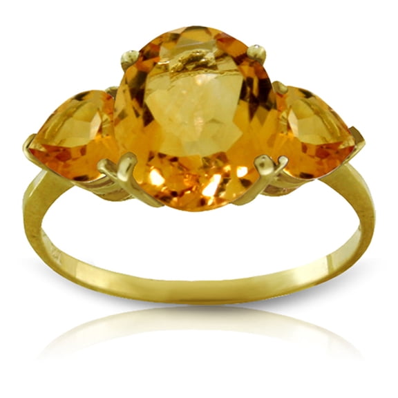 Galaxy Gold GG 14K Yellow Gold 3.5 Carat Natural Citrines Ring - November Birthstone - Warmth & Prosperity - Sizes 5.5 to 11 - Fine Jewelry for Women