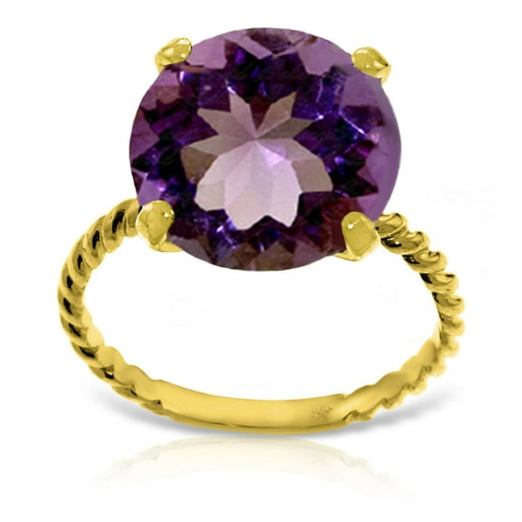 Galaxy Gold 14k Solid Yellow Gold Ring with with Natural 12.0 mm Round Amethyst - Size 7.5