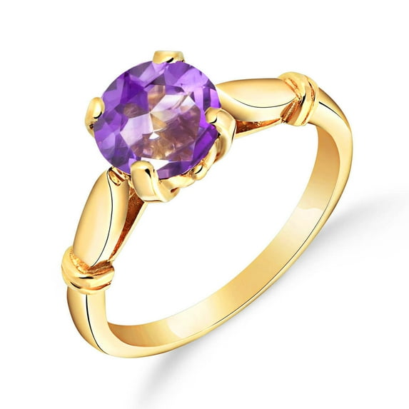 Galaxy Gold 14k Solid Yellow Gold Solitaire Ring with 1.15 Carat Purple Natural Amethyst (7.0)