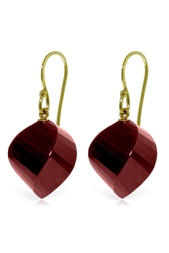 14k Solid Yellow Gold Spiral Hook Earrings 30.5 ct Ruby