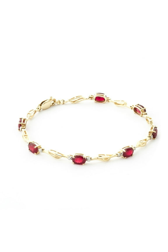 14k Solid Yellow Gold Tennis Bracelet 4.21 ct Ruby Diamond - size 8.0