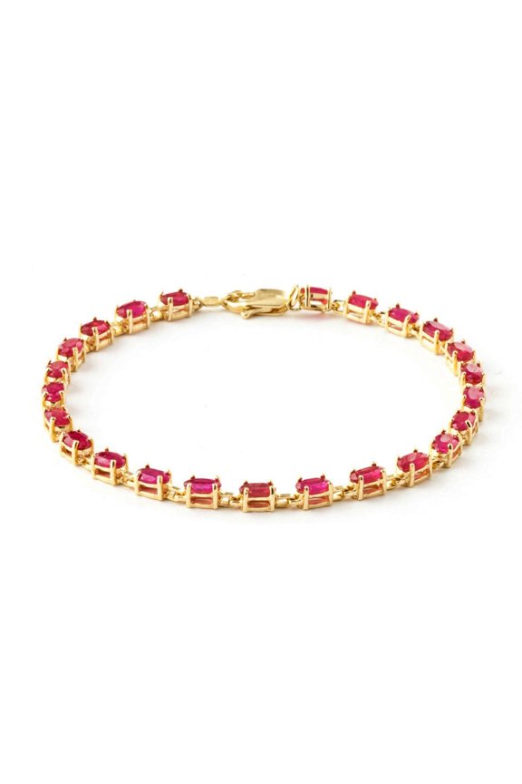 14k Solid Yellow Gold Tennis Bracelet 8 ct (CTW) Red Ruby -3556Y (6.5)
