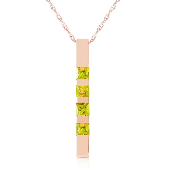 Galaxy Gold 14K Solid Gold 0.35 Carat Natural Peridot Pendant Necklace for Women - Rose Gold Fine Jewelry