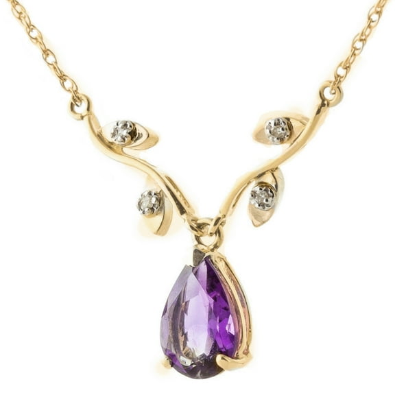 Galaxy Gold 14k Two-Tone Gold Drop Necklace with Genuine Diamonds & pear-shaped Natural Purple Amethyst