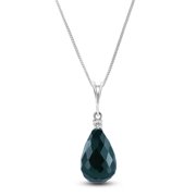 Galaxy Gold 14K Solid Gold Natural Emerald Briolette Pendant Necklace for Women - White Gold Fine Jewelry
