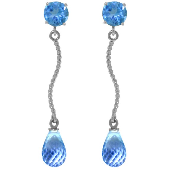 Galaxy Gold 14k White Gold Dangle Earrings with Blue Topaz