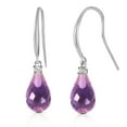 thumbnail image 1 of Galaxy Gold 14k White Gold Diamond Fish Hook Earrings with Amethysts, 1 of 3