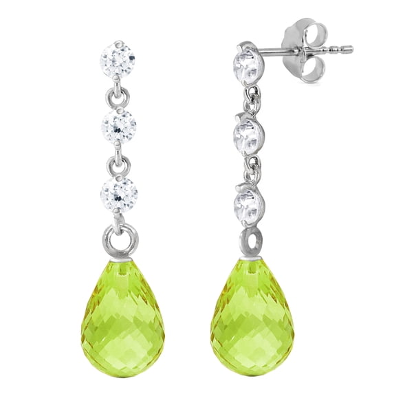 Galaxy Gold 14K White Gold Natural Diamonds and Peridot Dangle Earrings - August Birthstone - Abundance & Joy - Fine Jewelry for Women