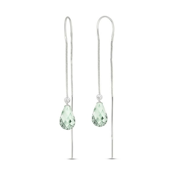 Galaxy Gold 14K Solid Gold Natural Green Amethyst Earrings for Women - White Gold Fine Jewelry