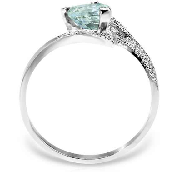Galaxy Gold 14K Solid White Gold Natural Aquamarine Ring - March Birthstone - Symbol of Courage & Serenity - Made in USA - Fine Jewelry for Women