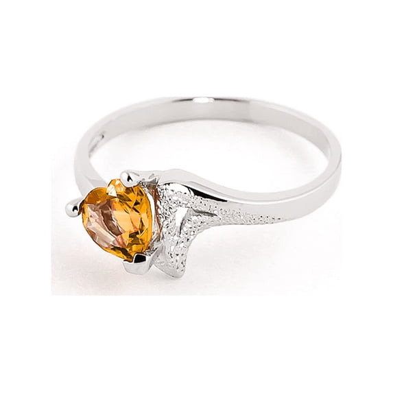 Galaxy Gold 14k White Gold Heart-shaped Natural Citrine Ring - Size 8.0