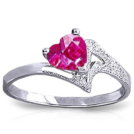 Galaxy Gold 14k White Gold Heart-shaped Pink Topaz Ring - Size 9.5