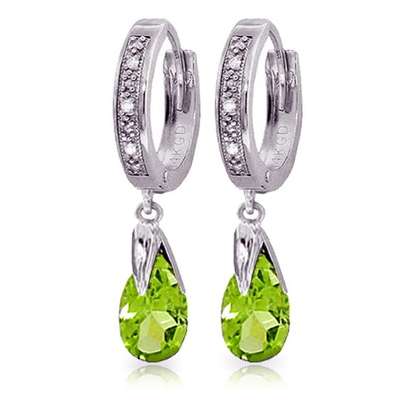 Galaxy Gold 14k White Gold Hoop Earrings with Diamonds and Peridots