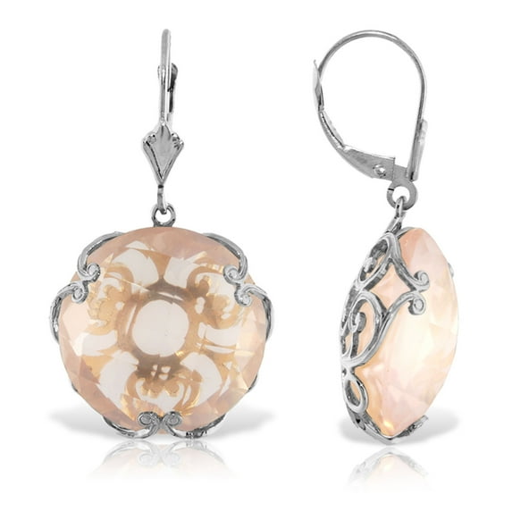 Galaxy Gold 14K White Gold Natural Quartz Dangle Earrings - April Birthstone - Courage & Clarity - Fine Jewelry for Women