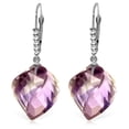 thumbnail image 1 of Galaxy Gold 14k White Gold Leverback Earrings with Diamonds and Briolette Twisted Amethyst, 1 of 2