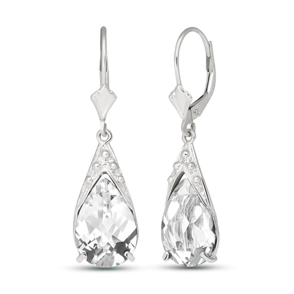 Galaxy Gold 14k White Gold Leverback Earrings with Natural White Topaz