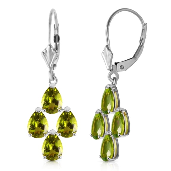 Galaxy Gold 14k White Gold Leverback Earrings with Peridots Dangle