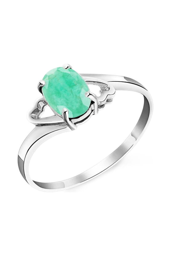 14k White Gold Natural Emerald Ring - Size 6.0