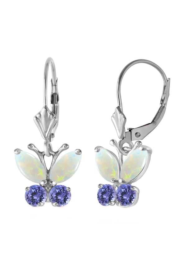 14k White Gold Opal and Tanzanite Butterfly Earrings