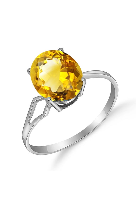 14k White Gold Ring with Oval-shaped Citrine - Size 10