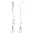 thumbnail image 1 of Galaxy Gold 14k White Gold Threaded Earrings with Freshwater-cultured Pearl, 1 of 3