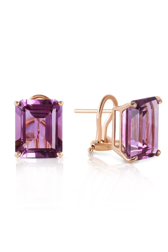 14K Solid Gold 13 Carat Natural Amethyst Earrings for Women - Yellow Gold Fine Jewelry