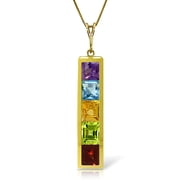 Galaxy Gold 14k Yellow Gold 18" Grecian-Inspired Necklace with Natural Square-shaped Multi-gemstones